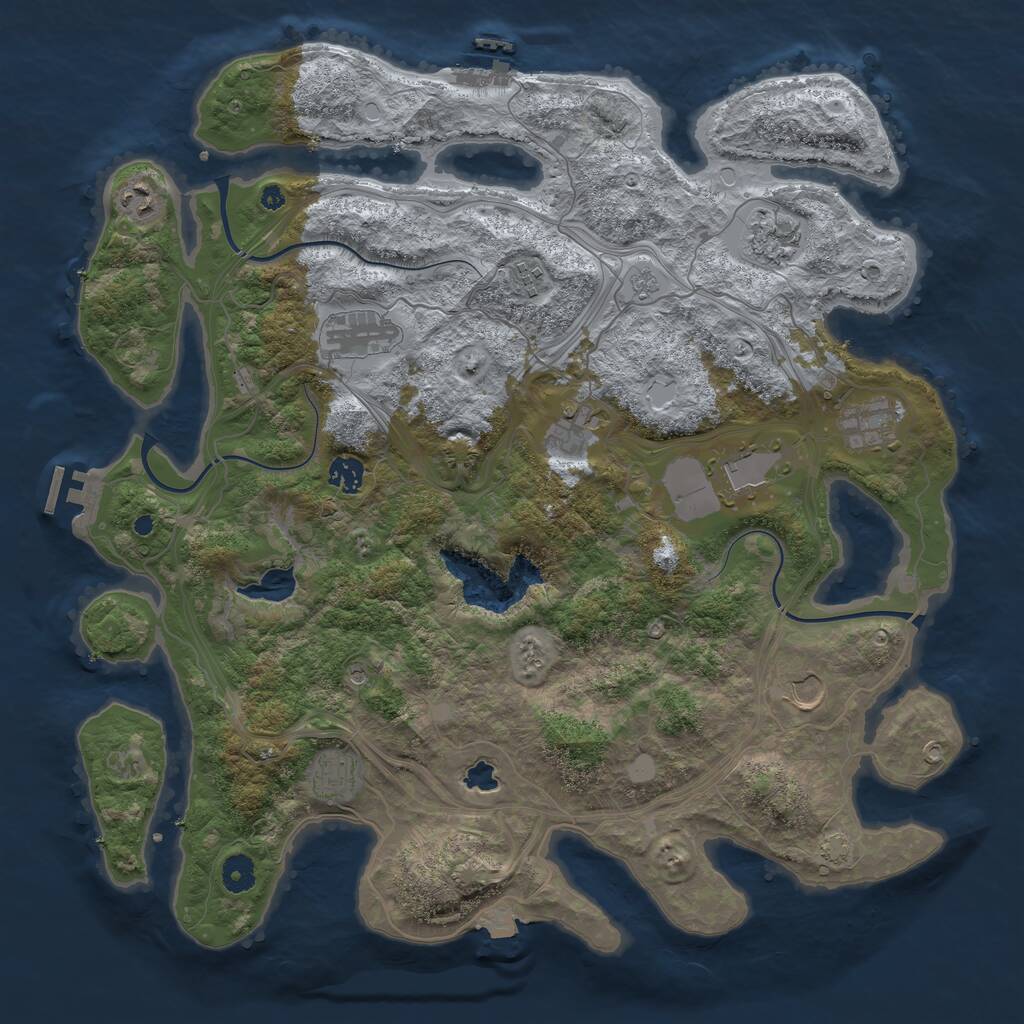 Rust Map: Procedural Map, Size: 4250, Seed: 721727326, 16 Monuments