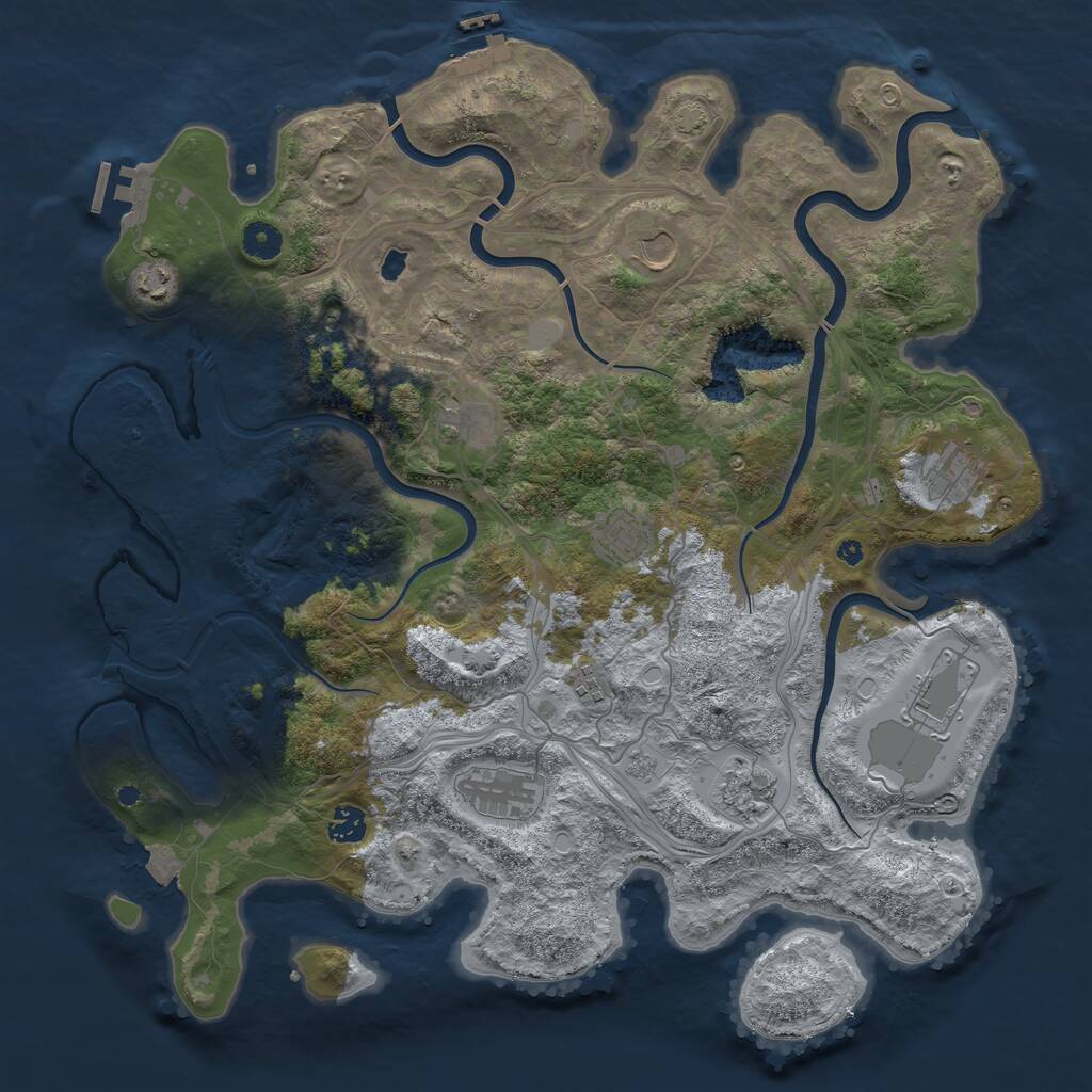 Rust Map: Procedural Map, Size: 4250, Seed: 1232654352, 16 Monuments