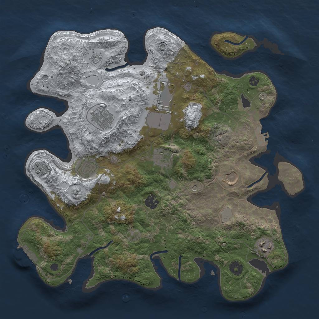 Rust Map: Procedural Map, Size: 3500, Seed: 42176, 17 Monuments