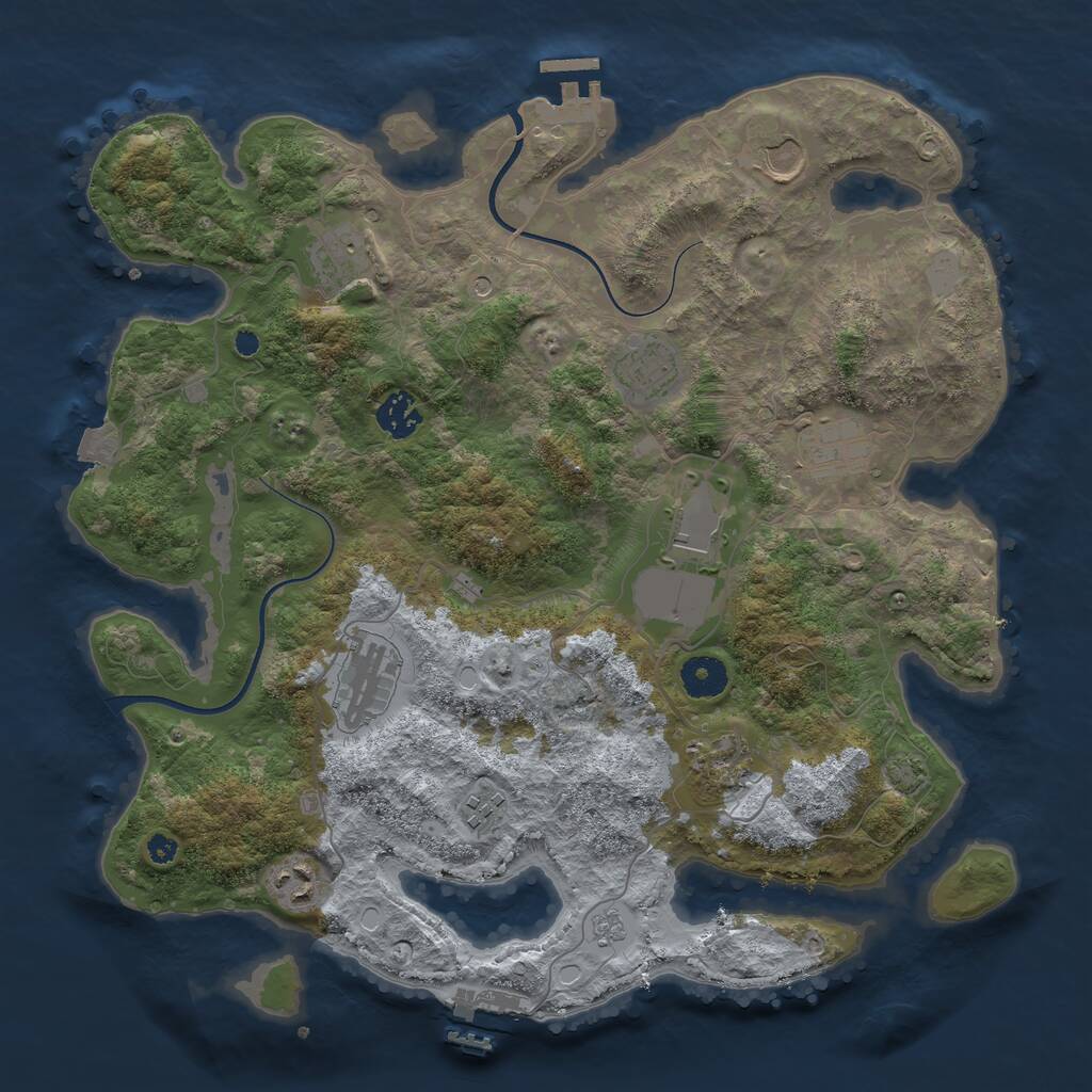 Rust Map: Procedural Map, Size: 3700, Seed: 628373643, 16 Monuments
