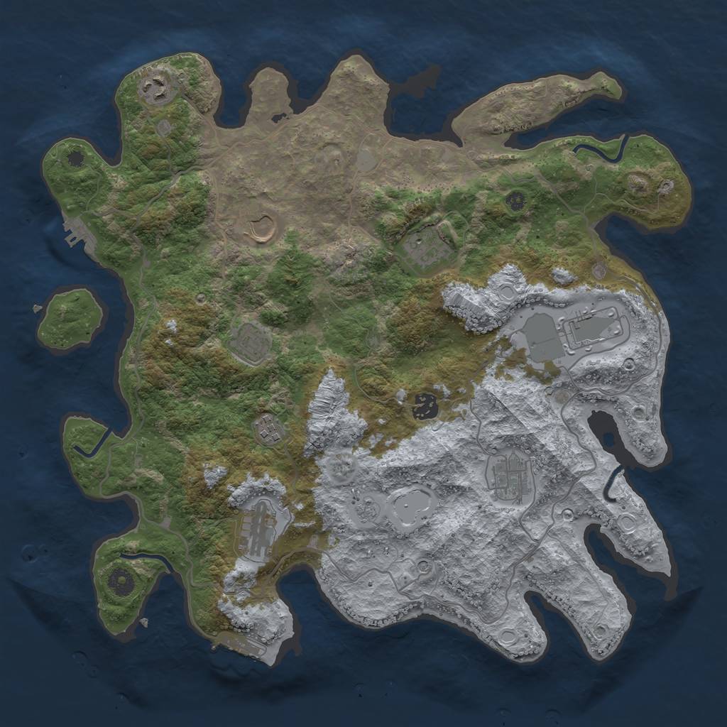 Rust Map: Procedural Map, Size: 4000, Seed: 64086145, 18 Monuments