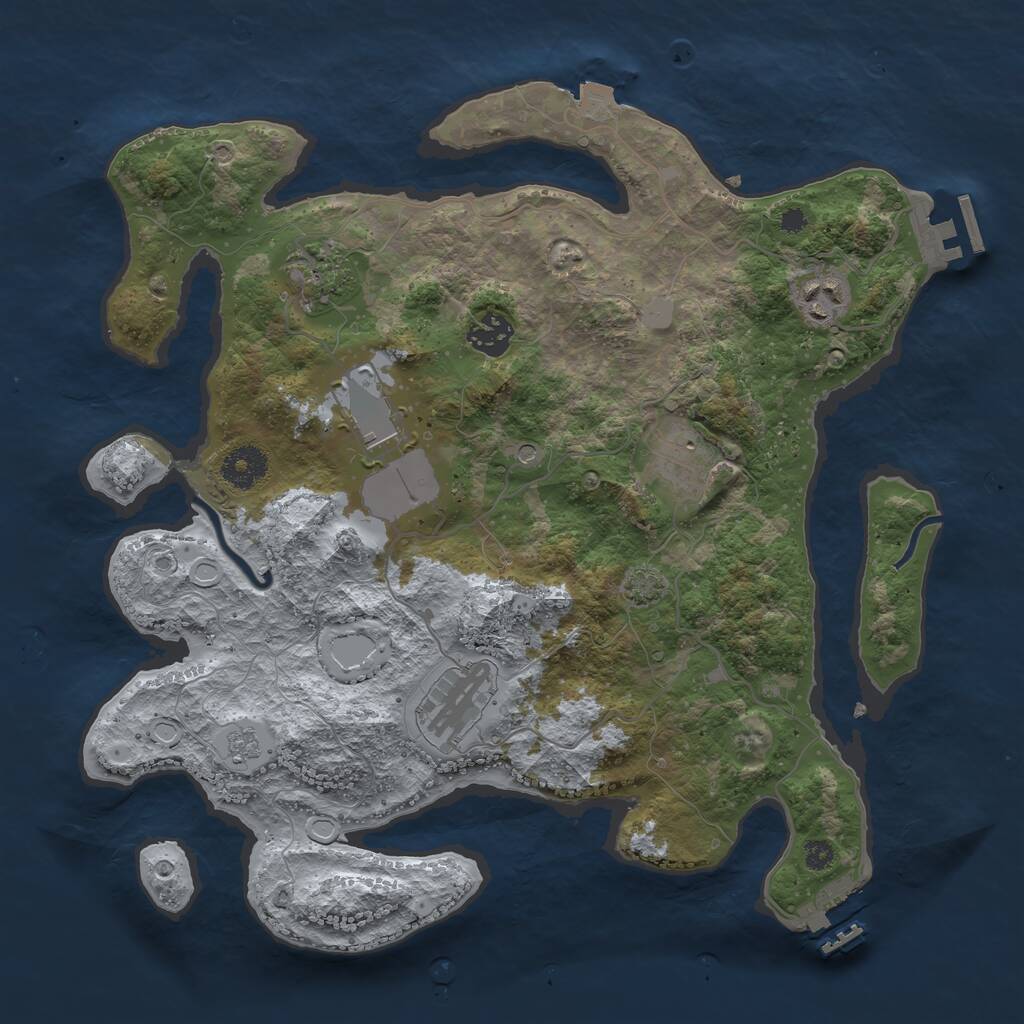 Rust Map: Procedural Map, Size: 3500, Seed: 1085300724, 12 Monuments