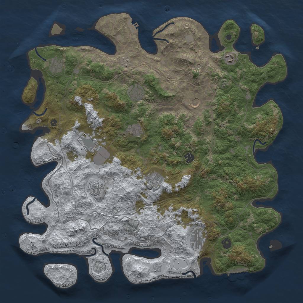 Rust Map: Procedural Map, Size: 4500, Seed: 122206554, 20 Monuments