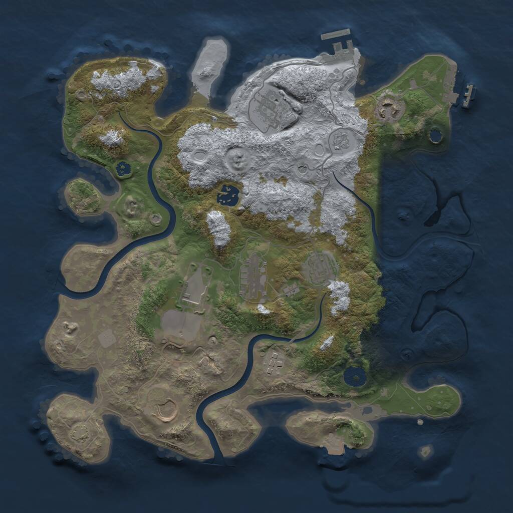 Rust Map: Procedural Map, Size: 3500, Seed: 457692659, 14 Monuments