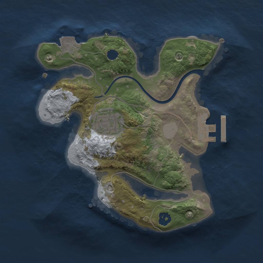 Rust Map: Procedural Map, Size: 2000, Seed: 1680973625, 3 Monuments