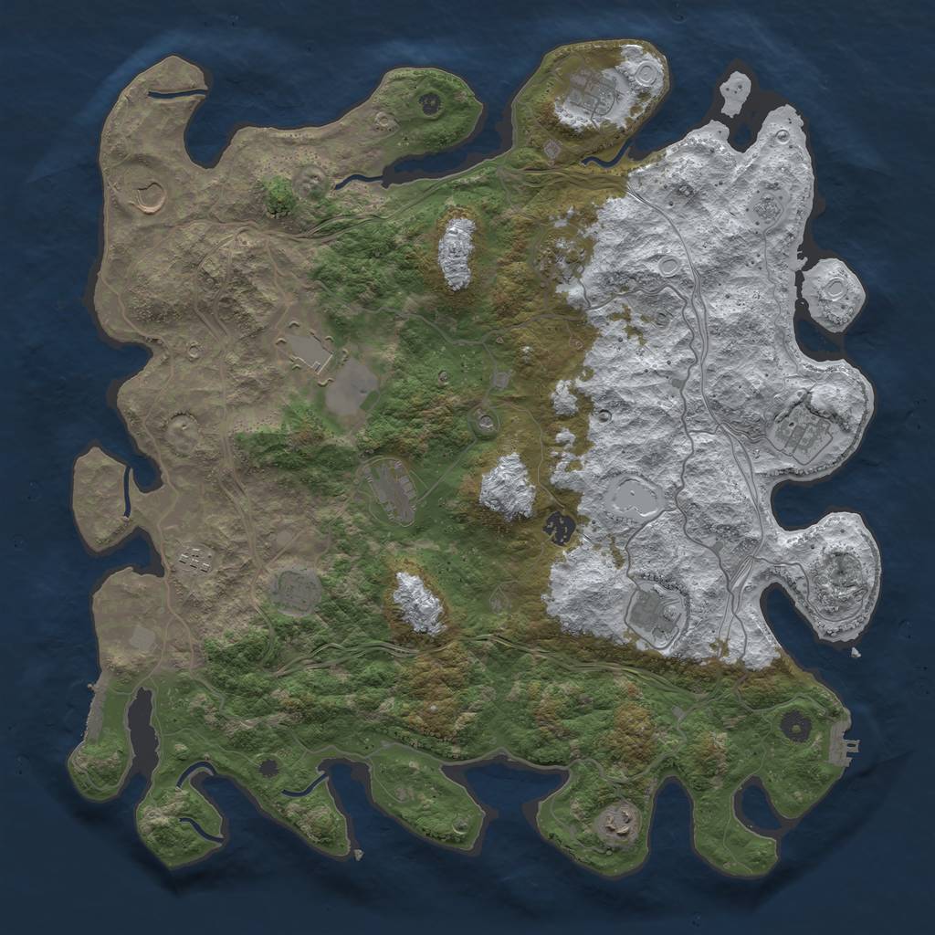 Rust Map: Procedural Map, Size: 4500, Seed: 593589329, 20 Monuments