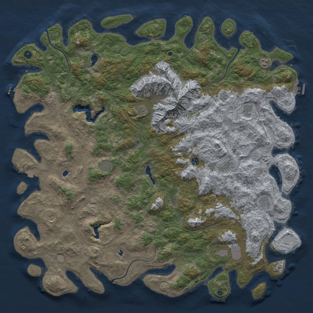 Rust Map: Procedural Map, Size: 6000, Seed: 7309999, 17 Monuments