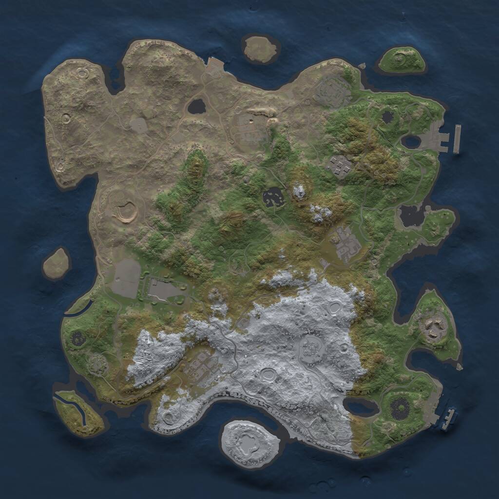 Rust Map: Procedural Map, Size: 3500, Seed: 1340558673, 14 Monuments