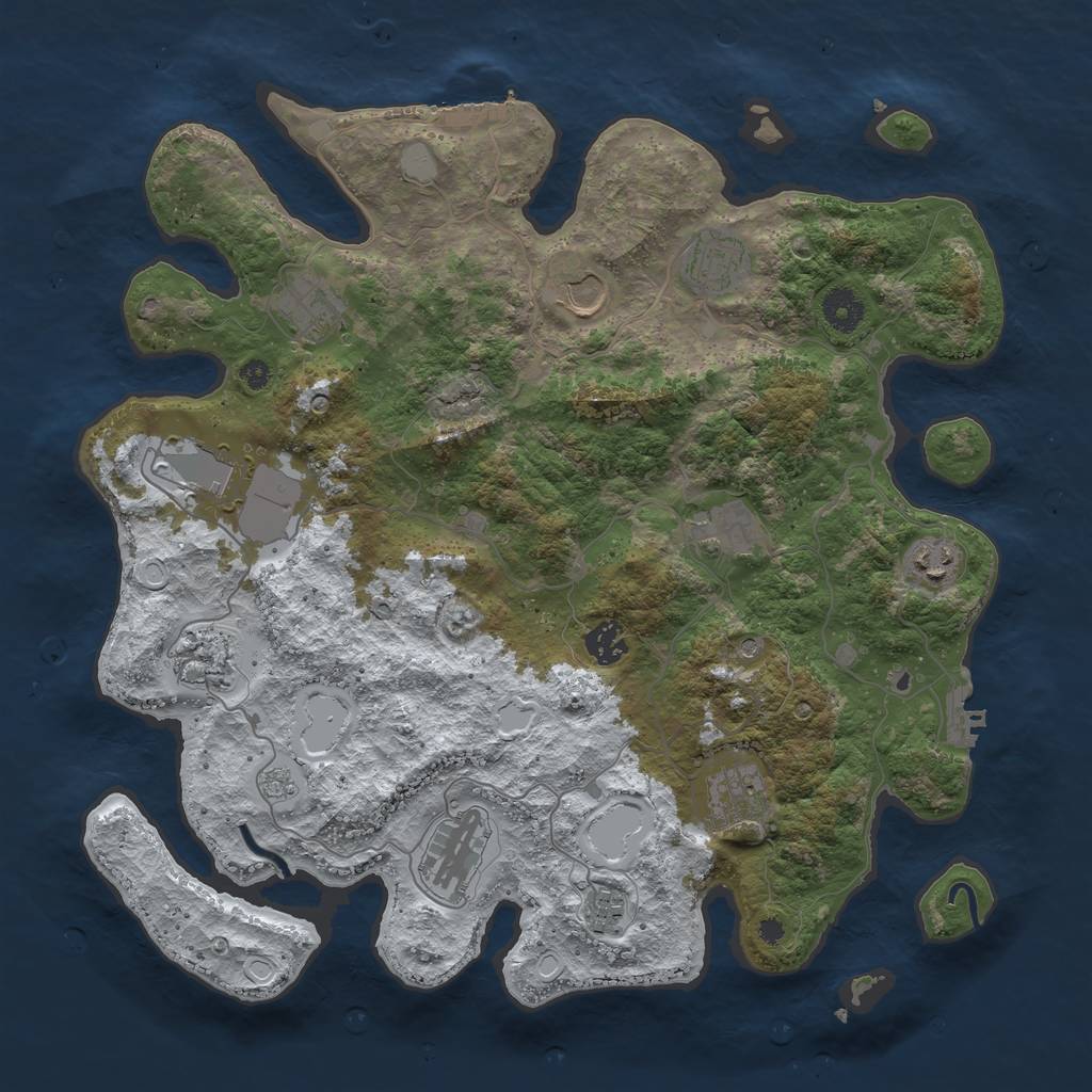 Rust Map: Procedural Map, Size: 3850, Seed: 1282809297, 20 Monuments
