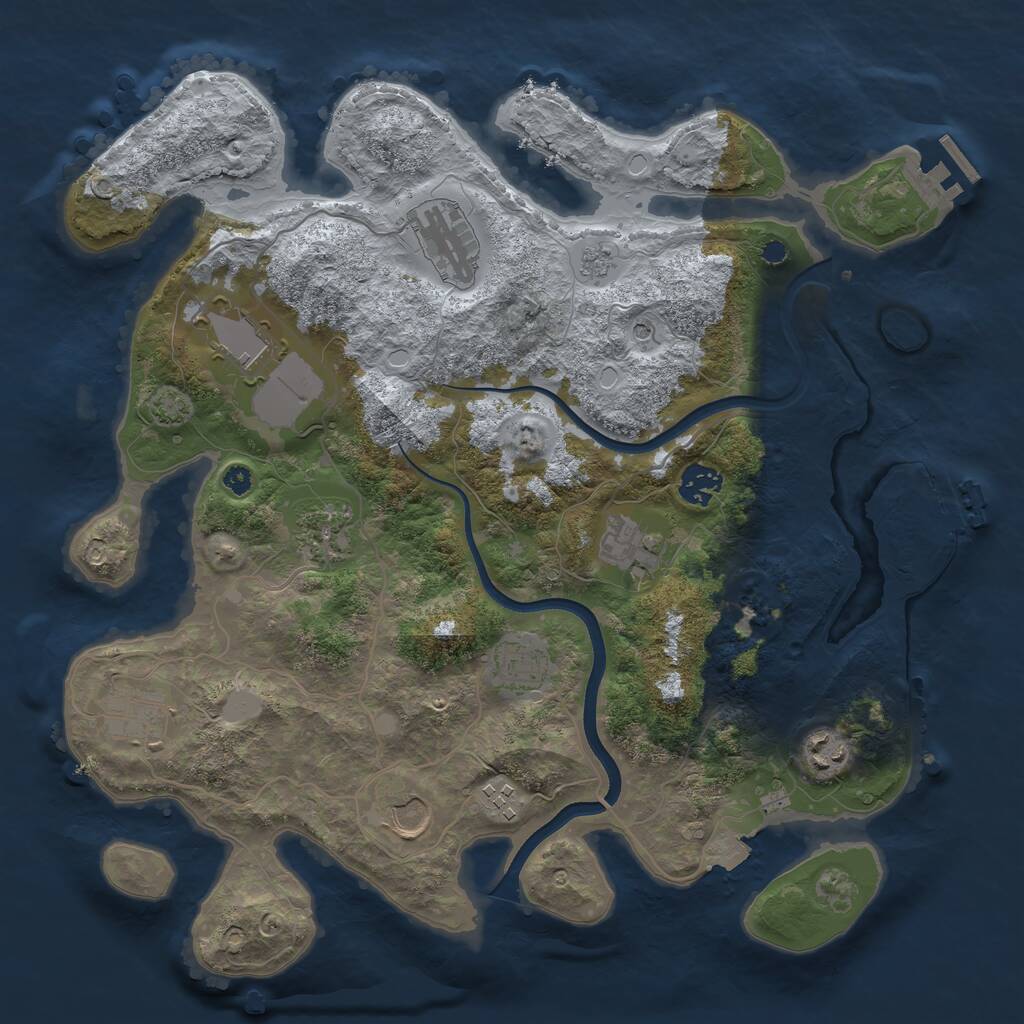 Rust Map: Procedural Map, Size: 3700, Seed: 3514648, 16 Monuments