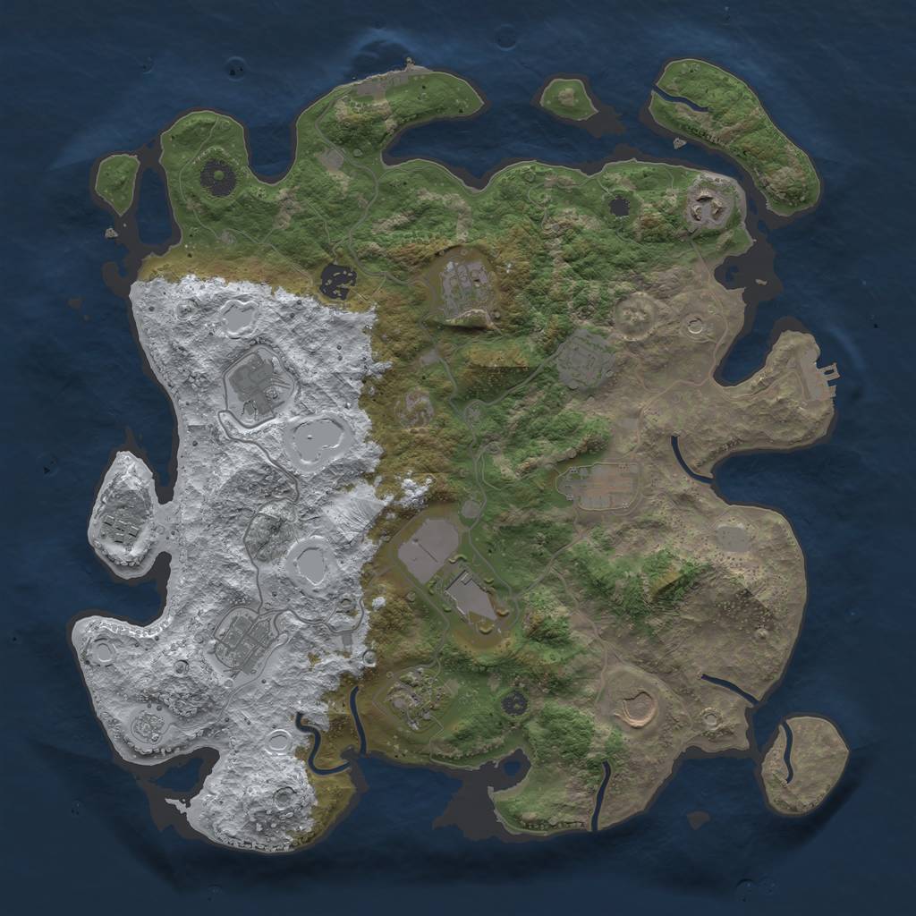 Rust Map: Procedural Map, Size: 3800, Seed: 675423288, 20 Monuments