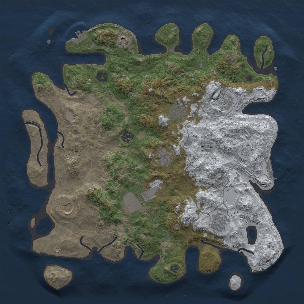 Rust Map: Procedural Map, Size: 4000, Seed: 1888273, 18 Monuments