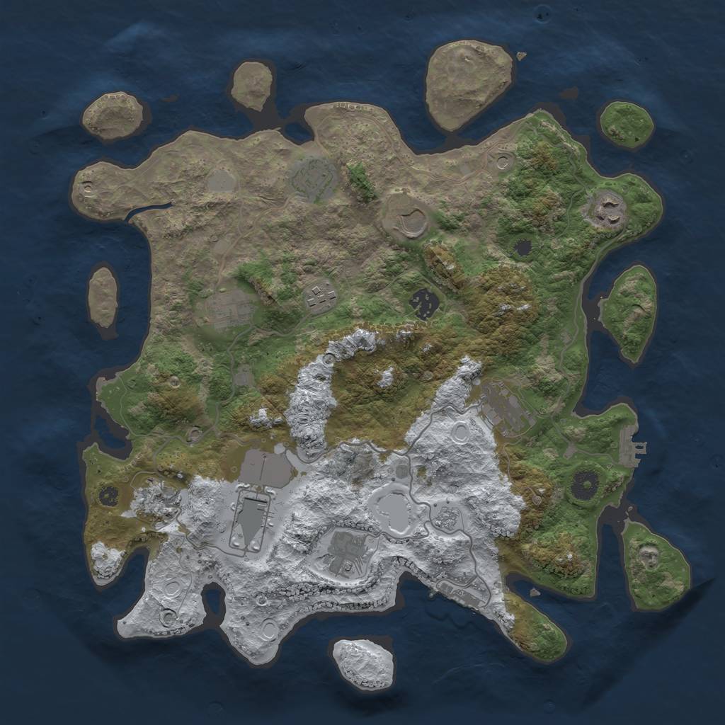 Rust Map: Procedural Map, Size: 3750, Seed: 148509151, 19 Monuments