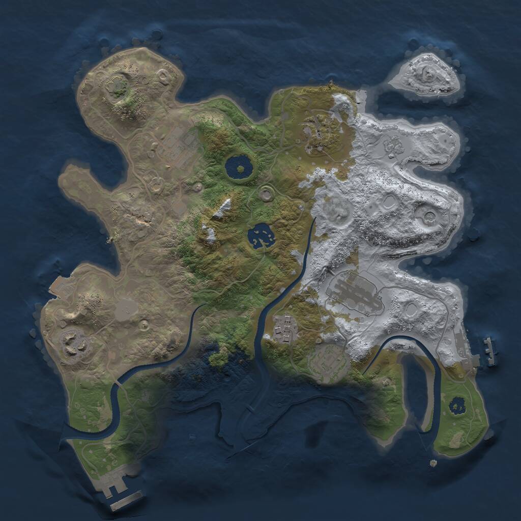 Rust Map: Procedural Map, Size: 3000, Seed: 2128738641, 13 Monuments