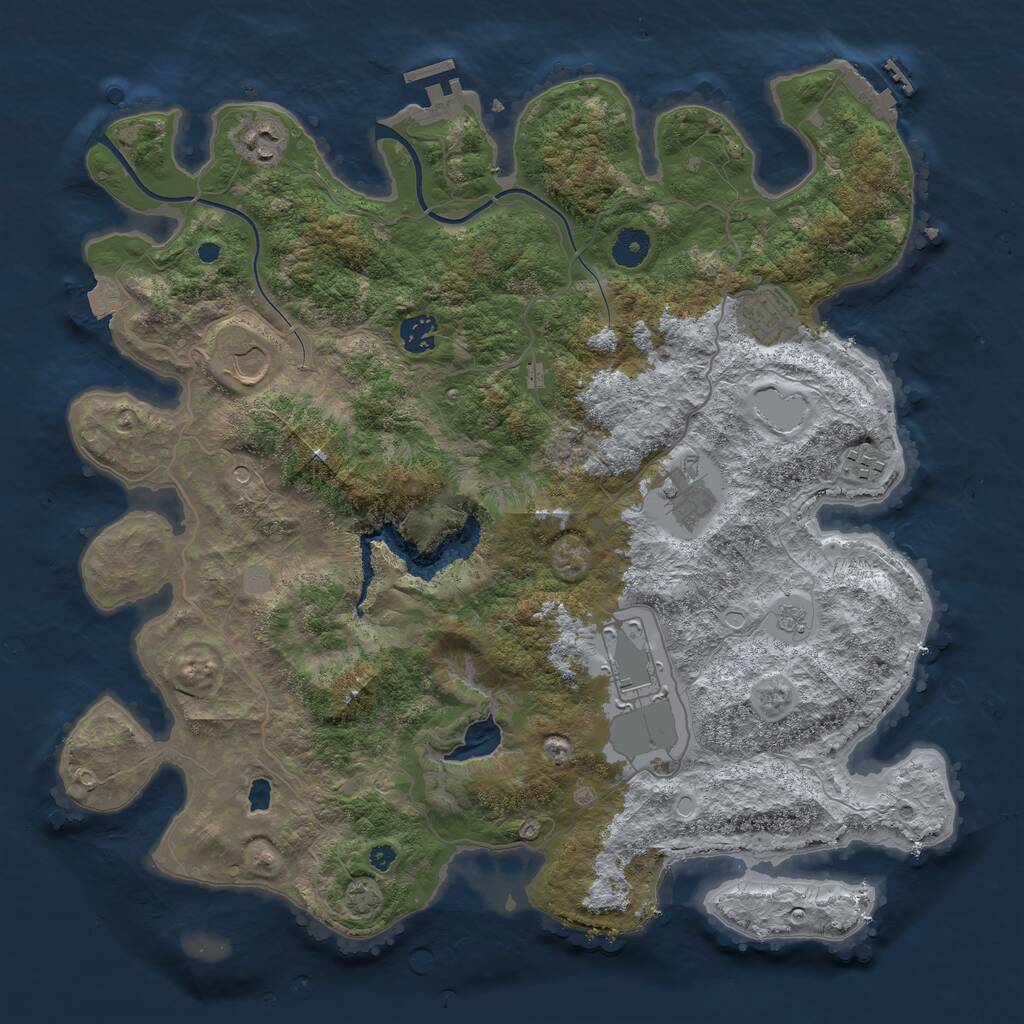 Rust Map: Procedural Map, Size: 4000, Seed: 19930318, 13 Monuments