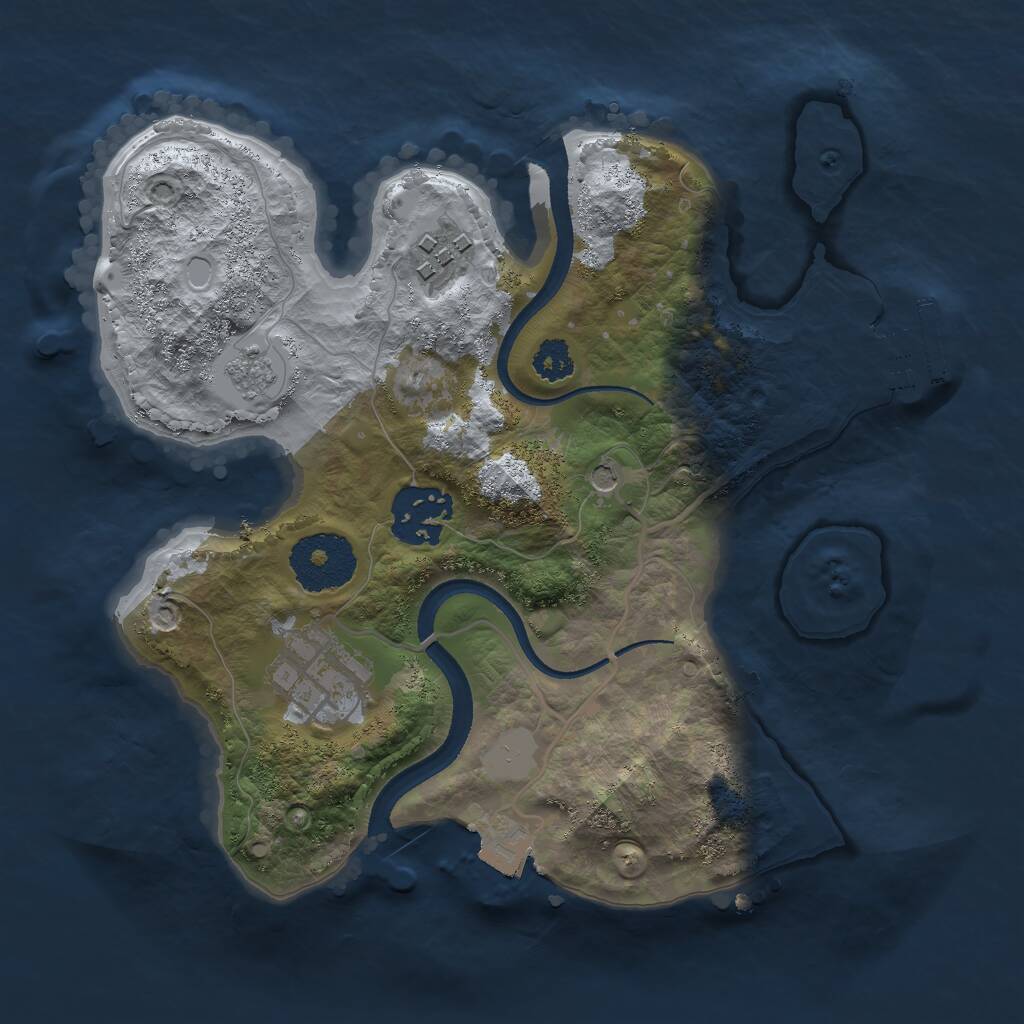 Rust Map: Procedural Map, Size: 2500, Seed: 2085345222, 7 Monuments