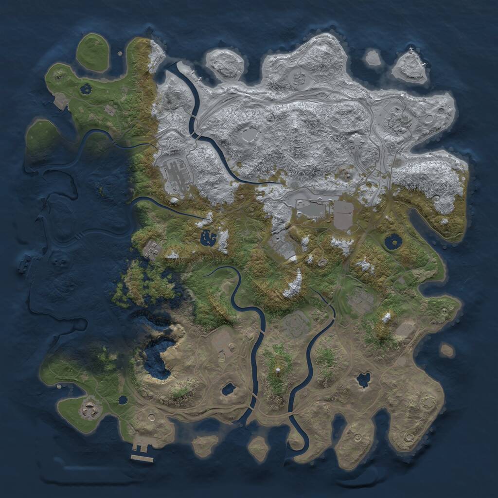 Rust Map: Procedural Map, Size: 4500, Seed: 681316303, 16 Monuments