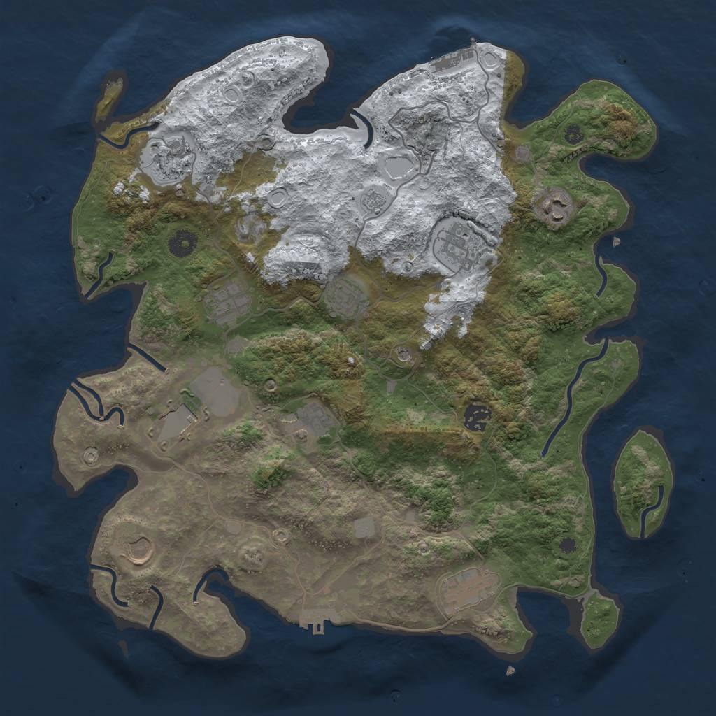 Rust Map: Procedural Map, Size: 3850, Seed: 1837774385, 19 Monuments