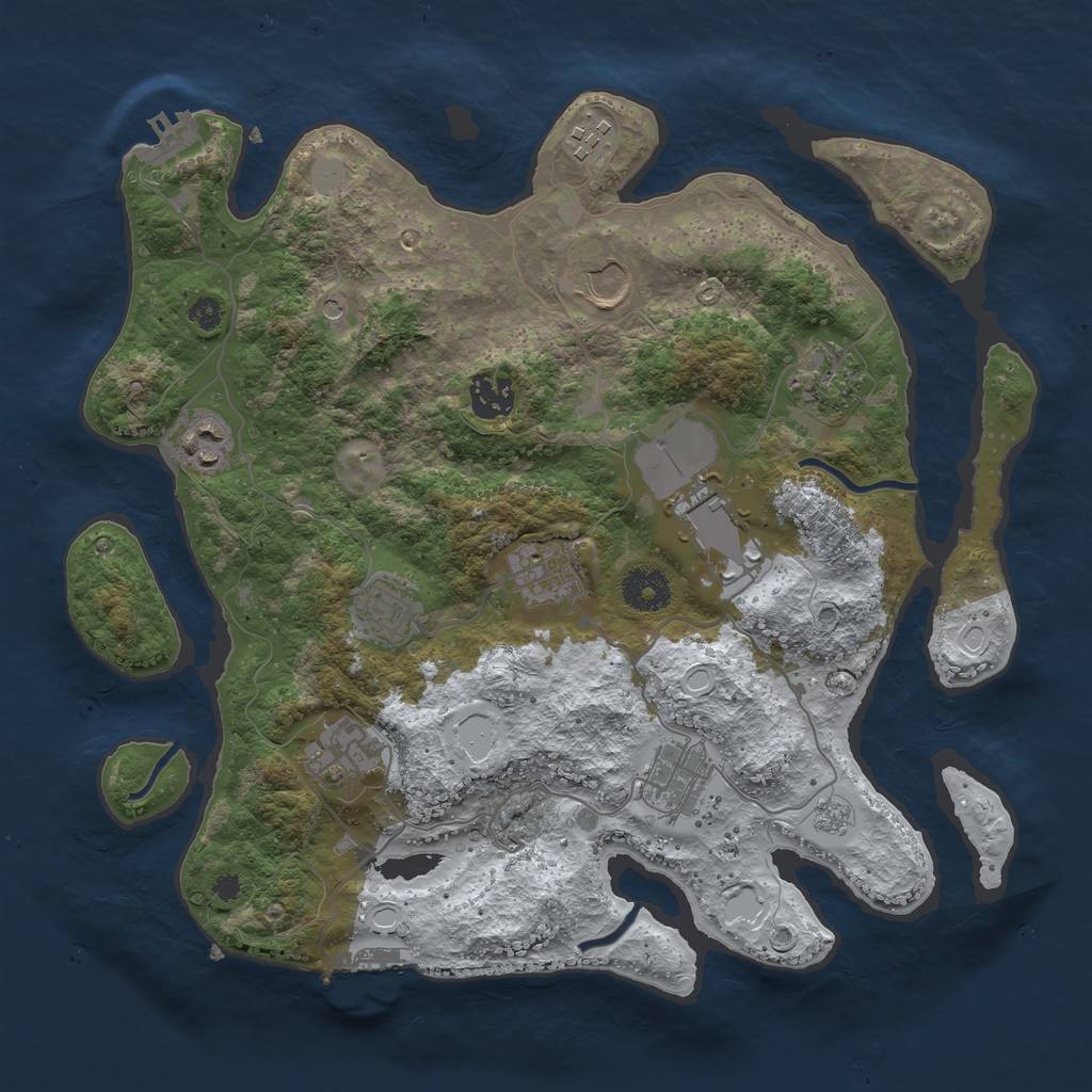 Rust Map: Procedural Map, Size: 3500, Seed: 1045671611, 19 Monuments