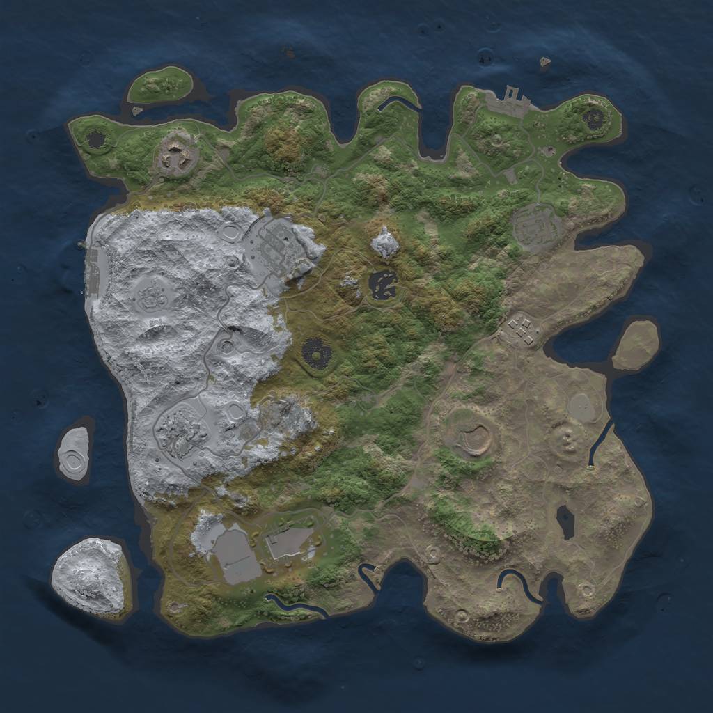 Rust Map: Procedural Map, Size: 3500, Seed: 1934672296, 17 Monuments