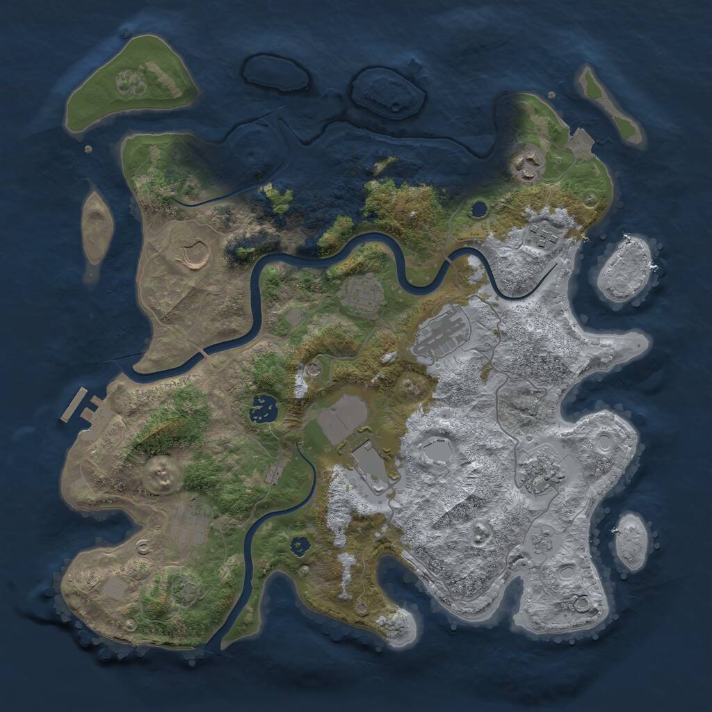 Rust Map: Procedural Map, Size: 3700, Seed: 1219295743, 14 Monuments