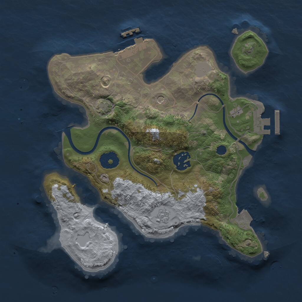 Rust Map: Procedural Map, Size: 2500, Seed: 1231234, 7 Monuments