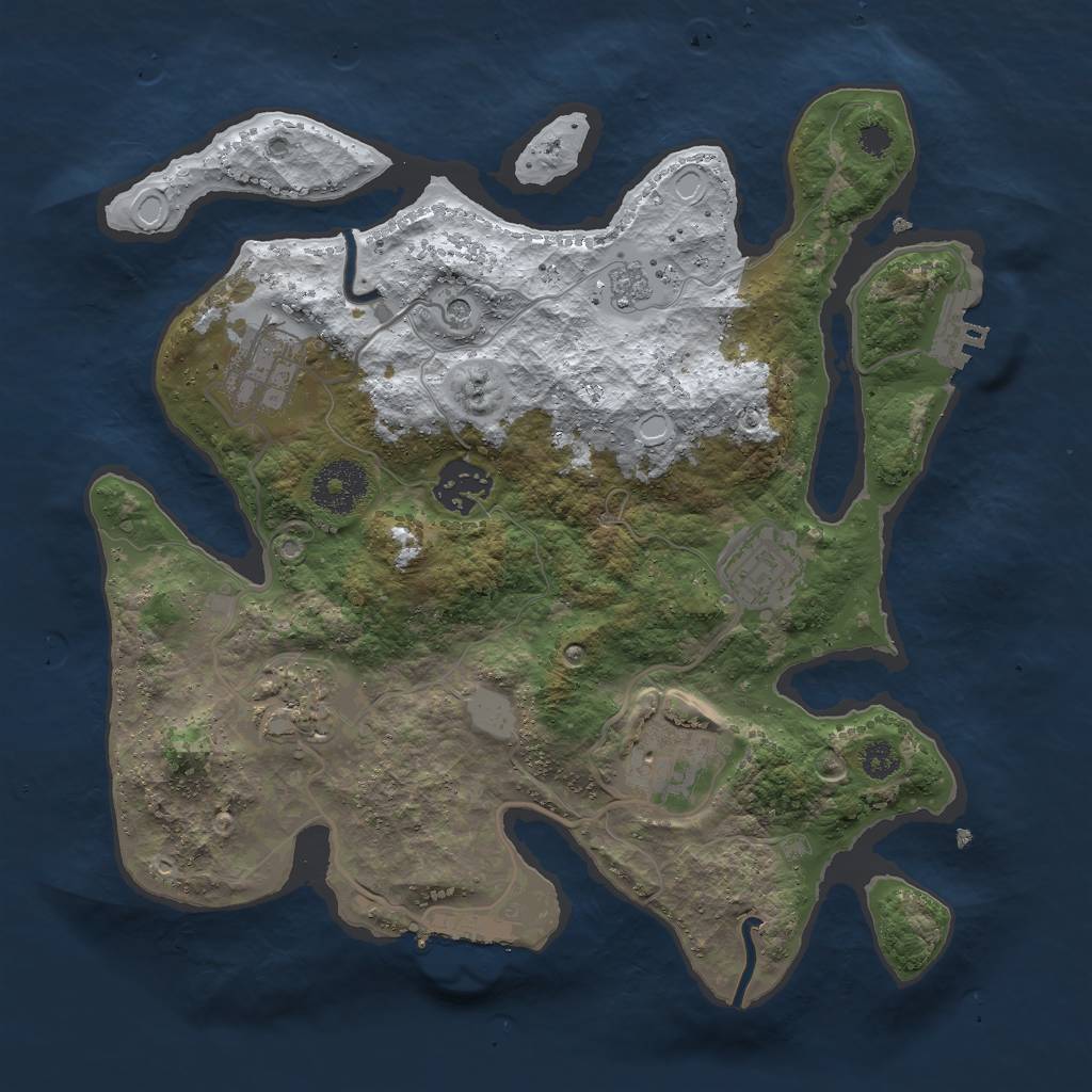 Rust Map: Procedural Map, Size: 3000, Seed: 635058890, 14 Monuments