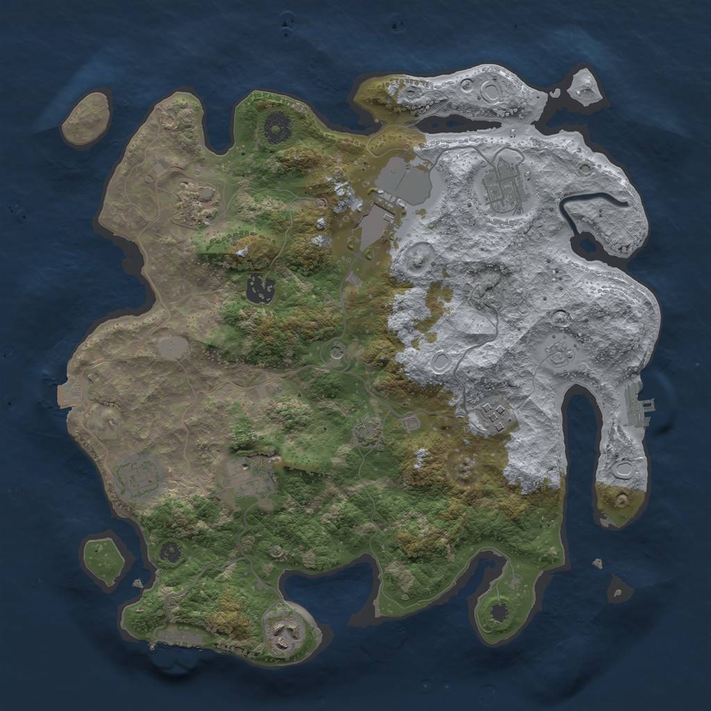 Rust Map: Procedural Map, Size: 3500, Seed: 1994235807, 16 Monuments