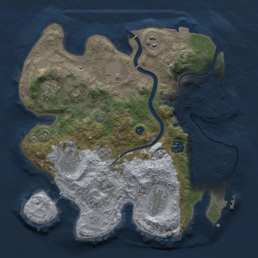 Rust Map: Procedural Map, Size: 3000, Seed: 2000148407, 13 Monuments