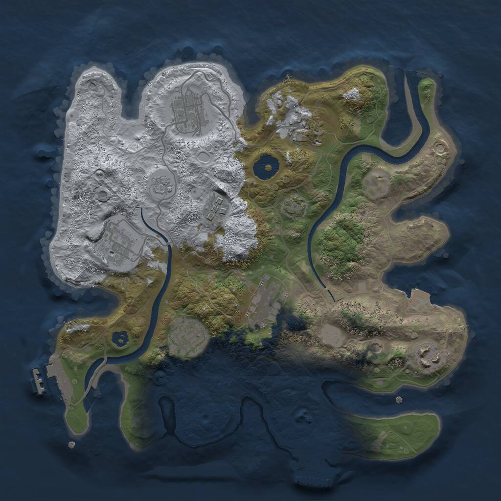 Rust Map: Procedural Map, Size: 3000, Seed: 1108802529, 13 Monuments
