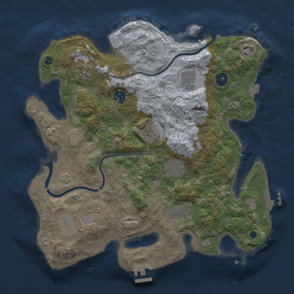 Rust Map: Procedural Map, Size: 3500, Seed: 64856163, 15 Monuments