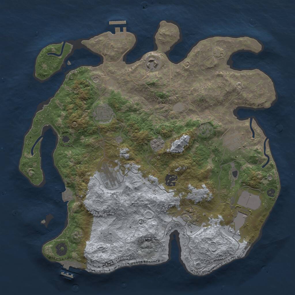 Rust Map: Procedural Map, Size: 3500, Seed: 355292013, 14 Monuments