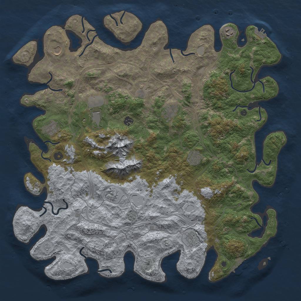 Rust Map: Procedural Map, Size: 5000, Seed: 593129, 20 Monuments