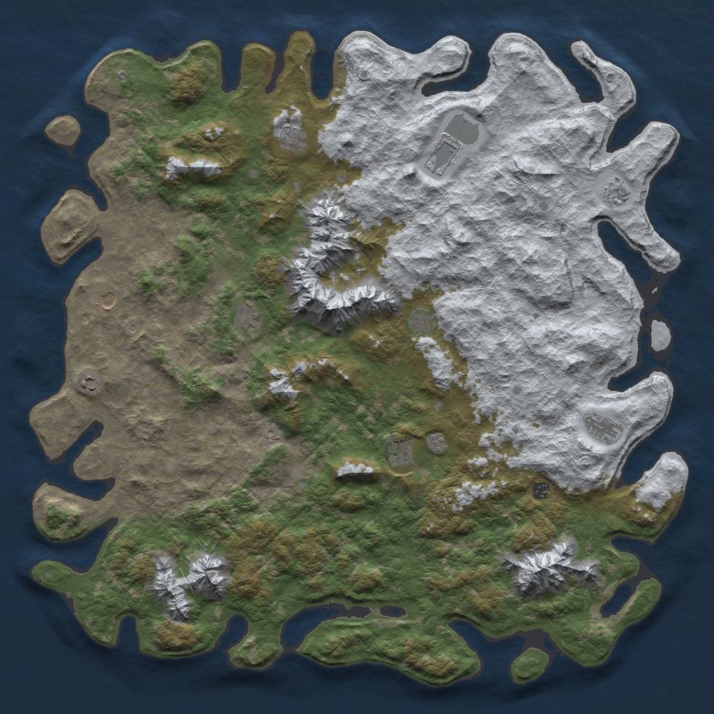 Rust Map: Barren, Size: 6000, Seed: 310700, 14 Monuments