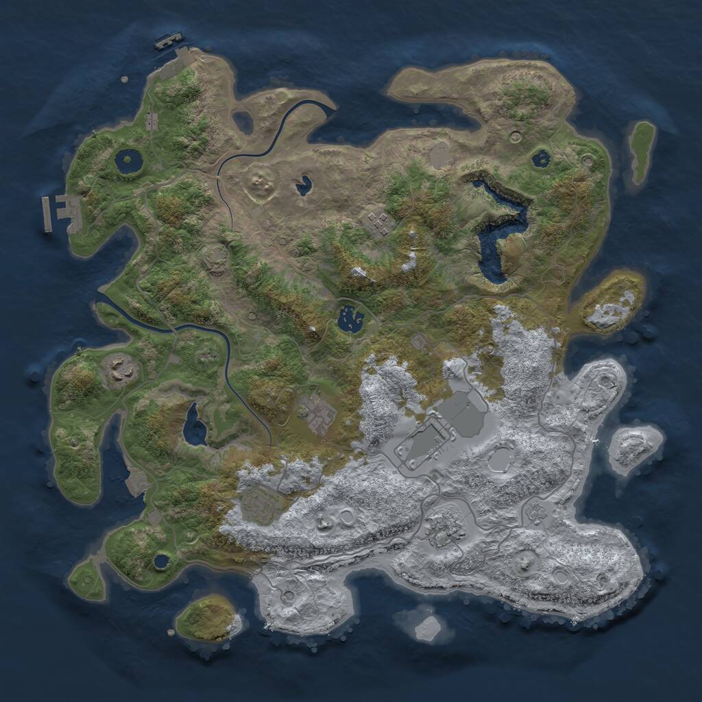 Rust Map: Procedural Map, Size: 4000, Seed: 8695337, 13 Monuments