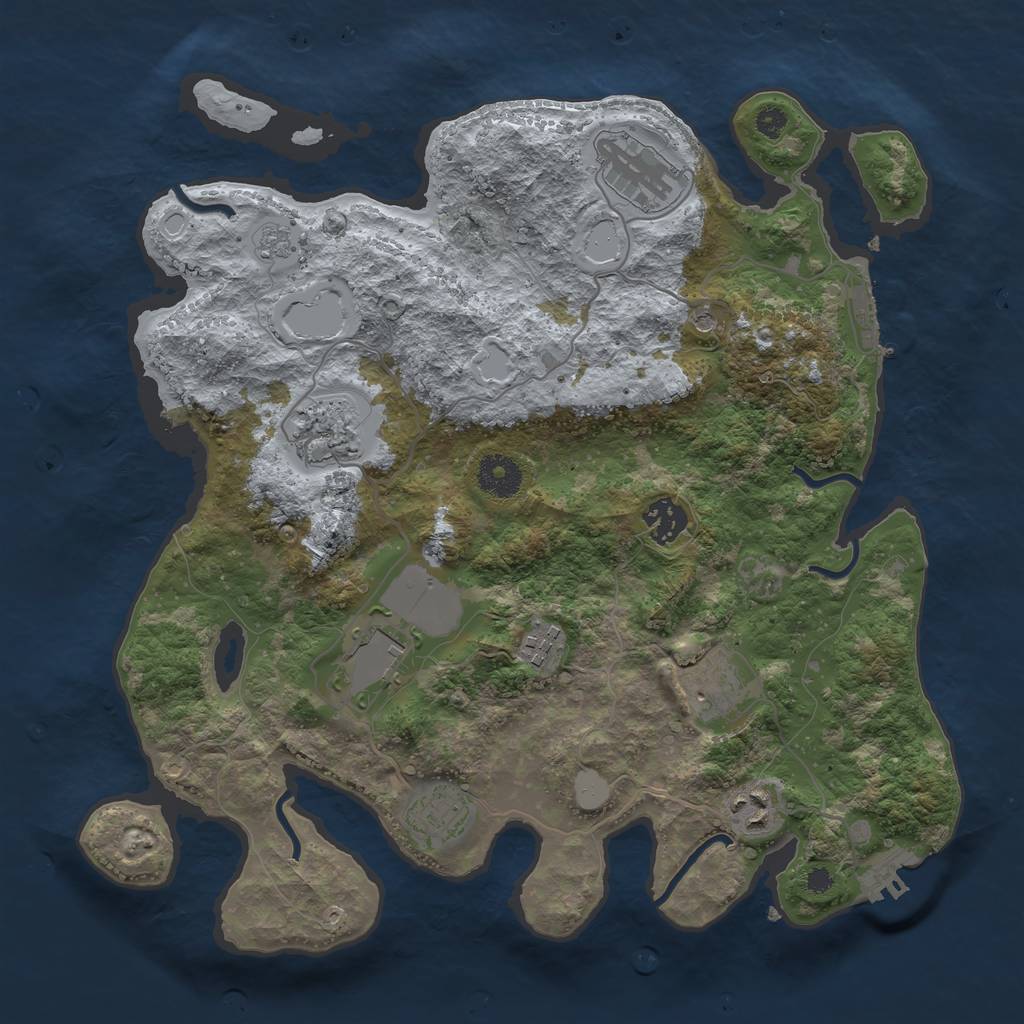 Rust Map: Procedural Map, Size: 3500, Seed: 2031689547, 17 Monuments