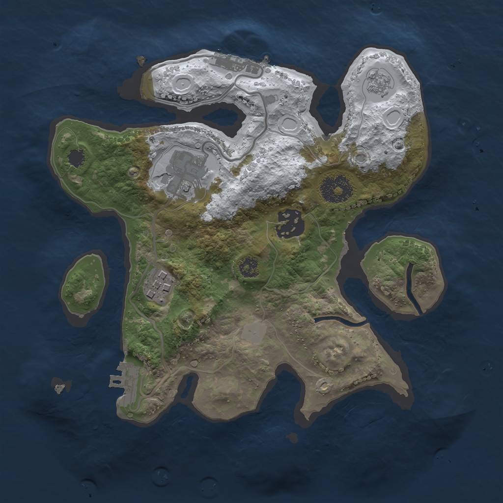 Rust Map: Procedural Map, Size: 2500, Seed: 1931474080, 11 Monuments