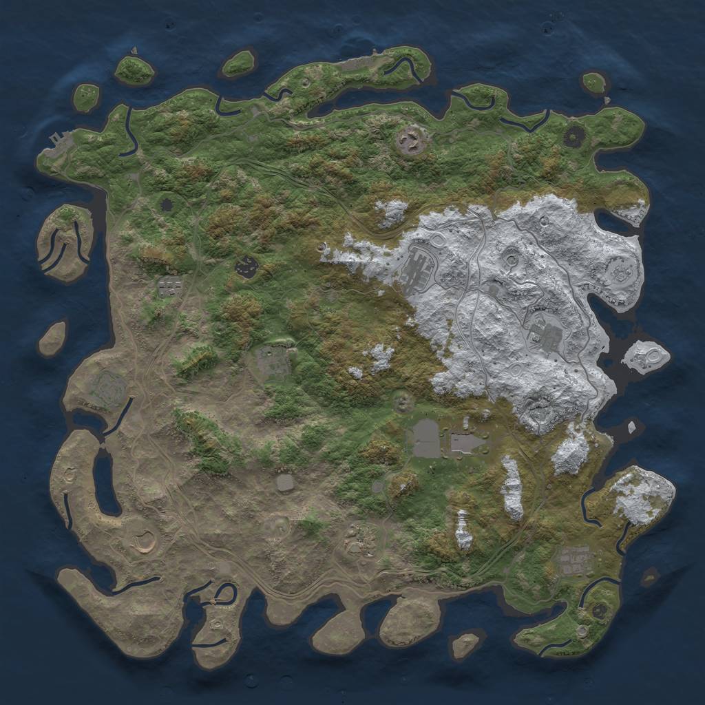 Rust Map: Procedural Map, Size: 4800, Seed: 509814377, 20 Monuments