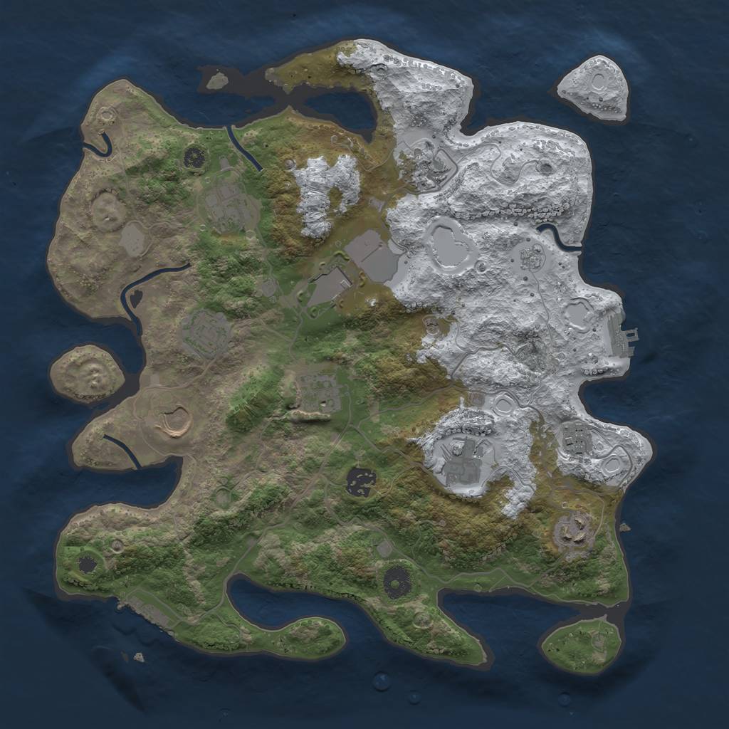 Rust Map: Procedural Map, Size: 3600, Seed: 2091026, 19 Monuments