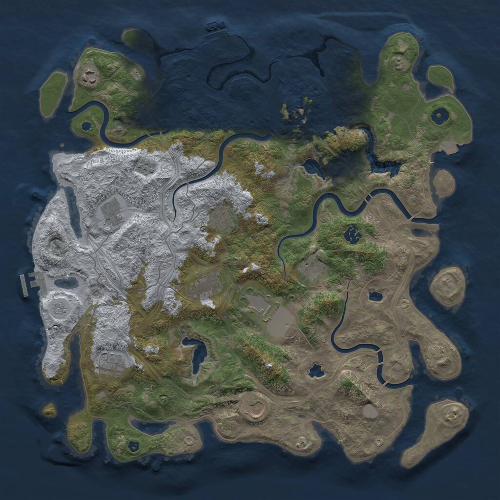 Rust Map: Procedural Map, Size: 4500, Seed: 3116, 16 Monuments