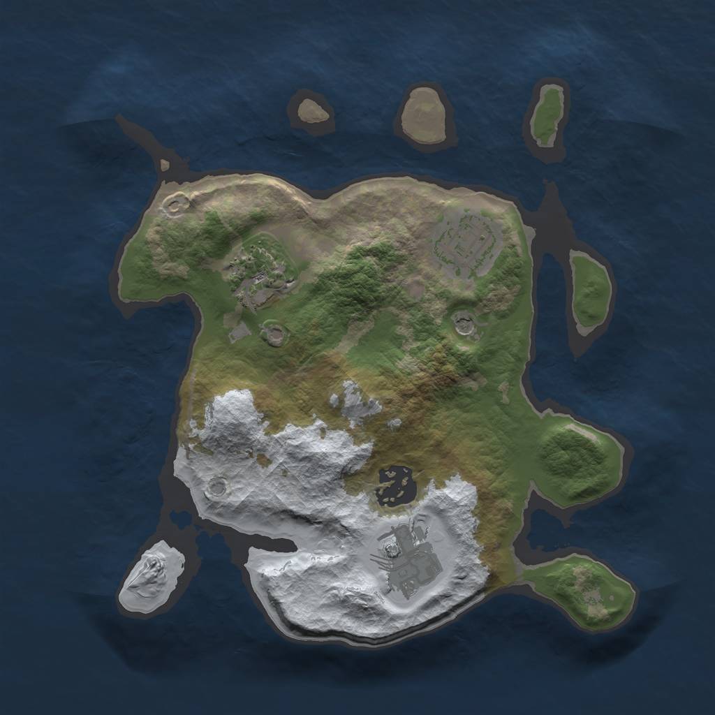 Rust Map: Barren, Size: 2500, Seed: 810241, 7 Monuments