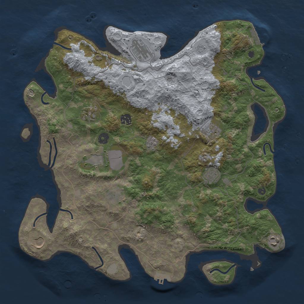 Rust Map: Procedural Map, Size: 4000, Seed: 694203621, 19 Monuments