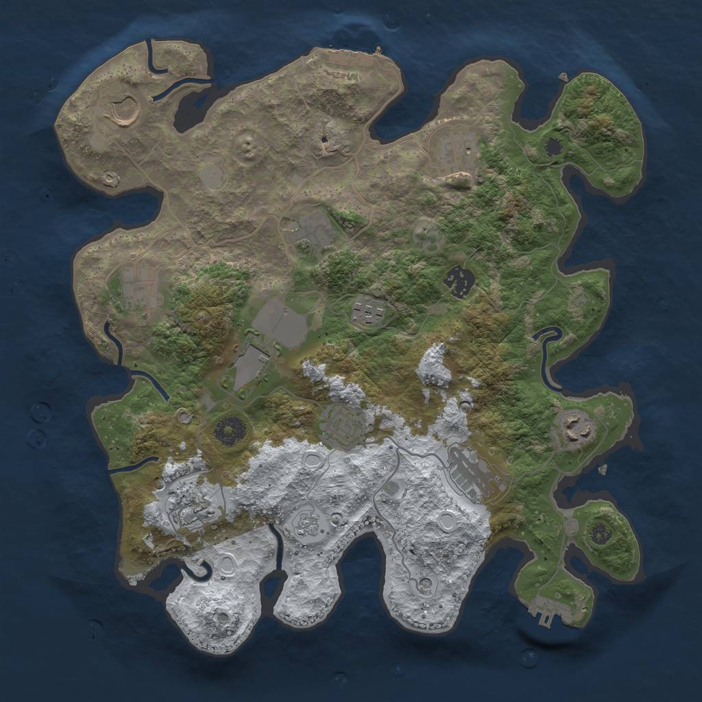 Rust Map: Procedural Map, Size: 3500, Seed: 545232844, 20 Monuments