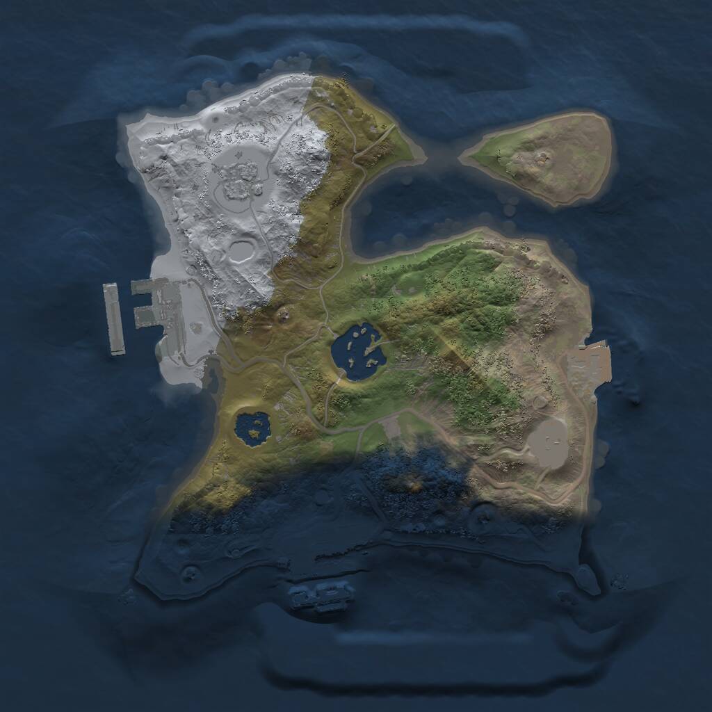 Rust Map: Procedural Map, Size: 2000, Seed: 58222, 5 Monuments