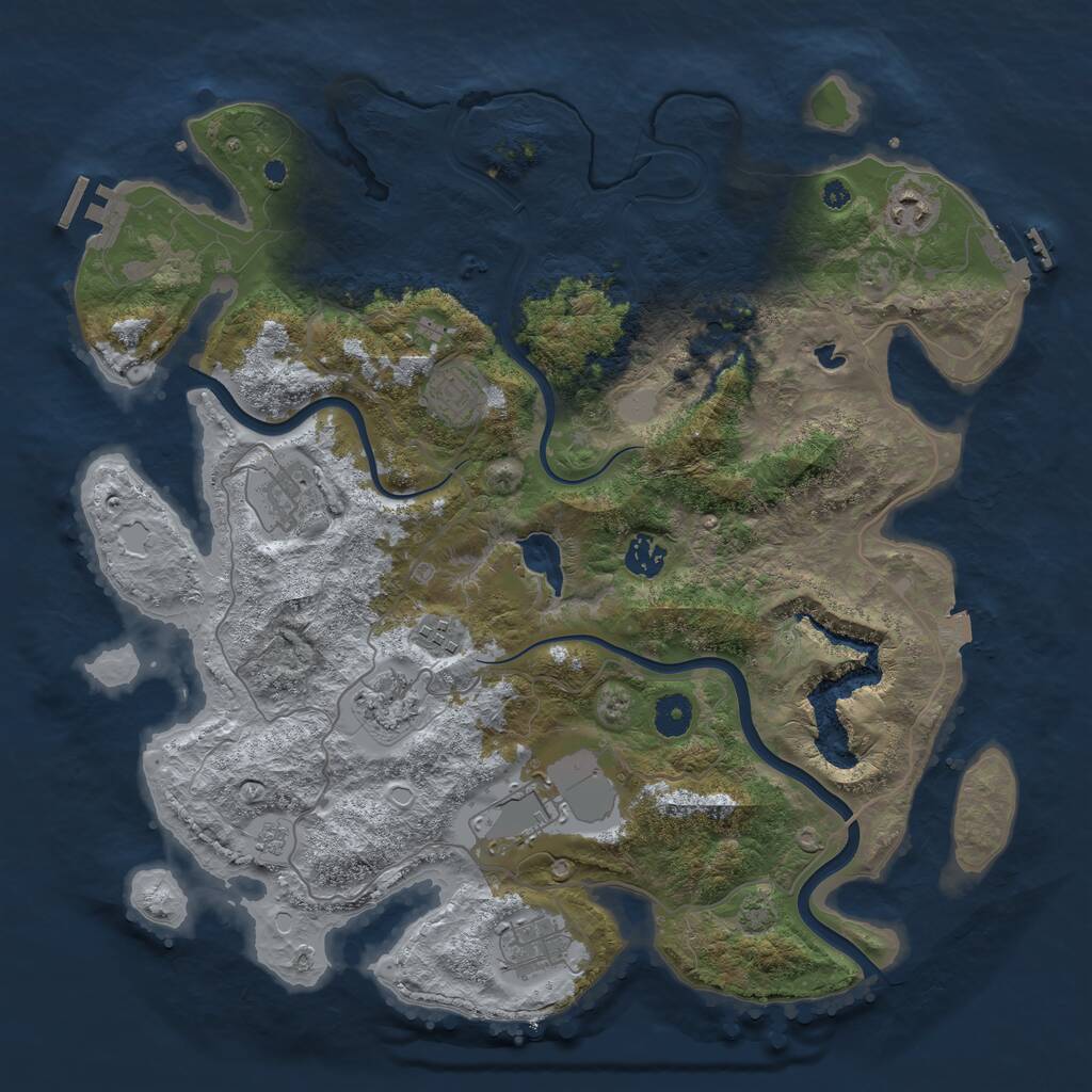 Rust Map: Procedural Map, Size: 4000, Seed: 2117044771, 14 Monuments