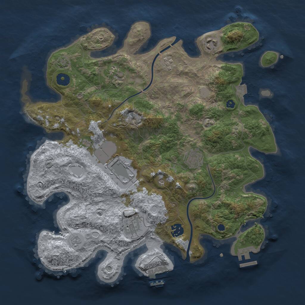Rust Map: Procedural Map, Size: 3500, Seed: 11312, 13 Monuments