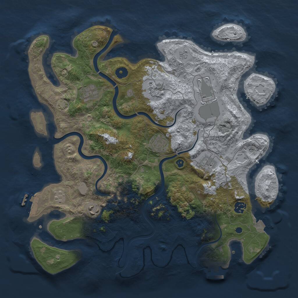 Rust Map: Procedural Map, Size: 3800, Seed: 1321596610, 14 Monuments