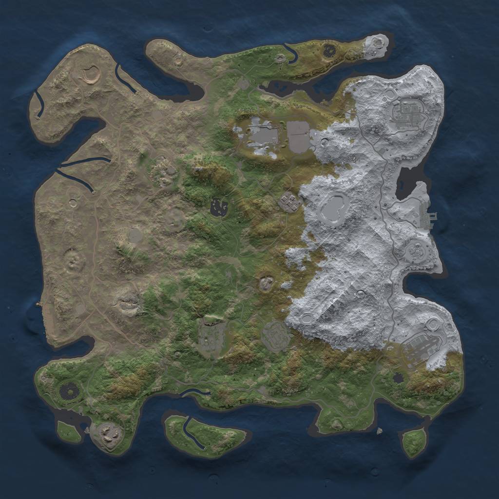 Rust Map: Procedural Map, Size: 4000, Seed: 1933615662, 19 Monuments