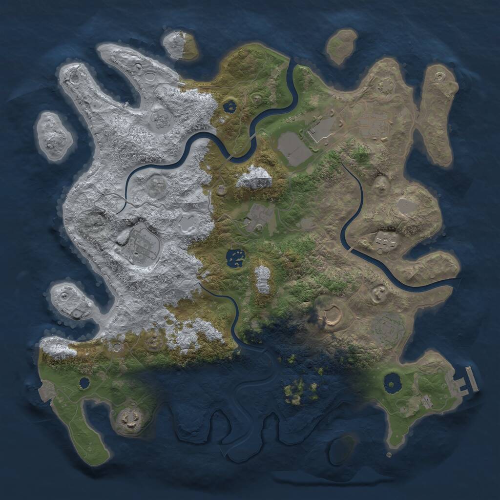 Rust Map: Procedural Map, Size: 3850, Seed: 1386881583, 14 Monuments