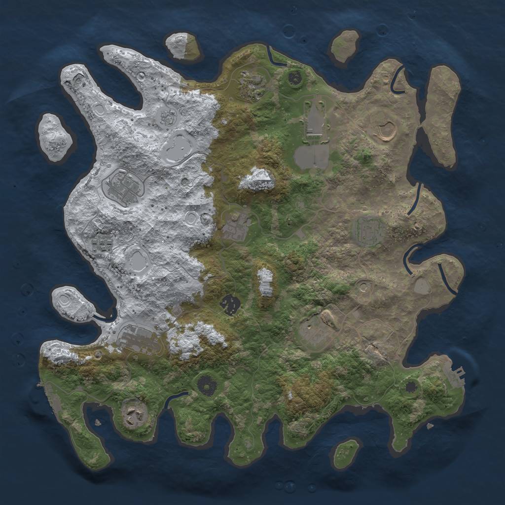 Rust Map: Procedural Map, Size: 3850, Seed: 1386881583, 20 Monuments